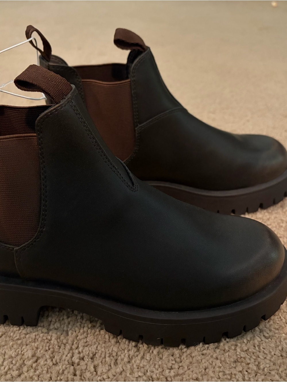 Women's Chelsea Lug Booties in Dark Brown